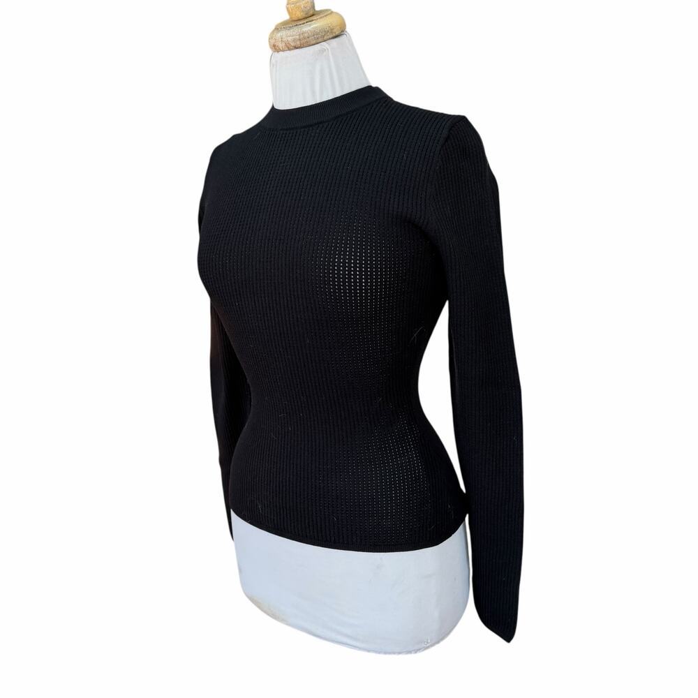 Babaton Waldorf Sculpt Knit Black Long-Sleeve Crewneck Top Shirt NWT Size Small - Picture 9 of 16